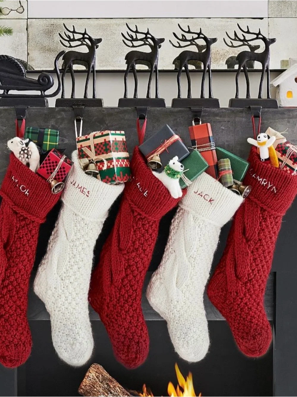Pottery Barn | Christmas Santa’s Sleigh Bronze Finish Fireplace Stocking Holder